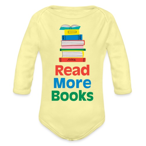Read More Books Stacked - Organic Long Sleeve Baby Bodysuit