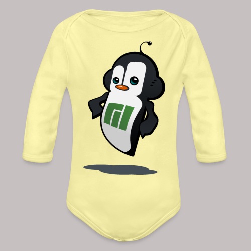 Manjaro Mascot confident right - Organic Long Sleeve Baby Bodysuit