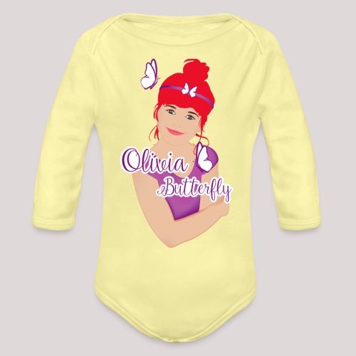 Olivia Butterfly - Organic Long Sleeve Baby Bodysuit