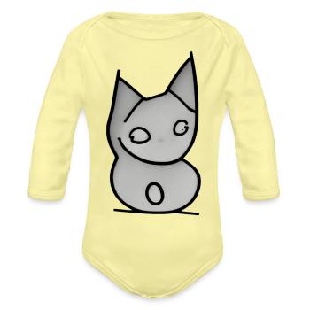 Creepy Cat Simplicity - Organic Long Sleeve Baby Bodysuit - washed yellow - Front