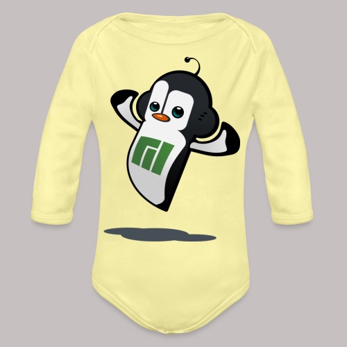 Manjaro Mascot strong left - Organic Long Sleeve Baby Bodysuit