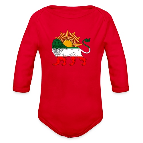 Lion and Sun Flag 2 - Organic Long Sleeve Baby Bodysuit
