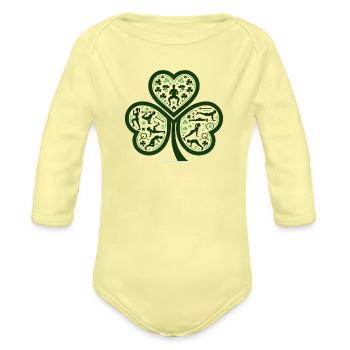 Fitness Lucky Charms T Shirt - Organic Long Sleeve Baby Bodysuit - washed yellow - Front