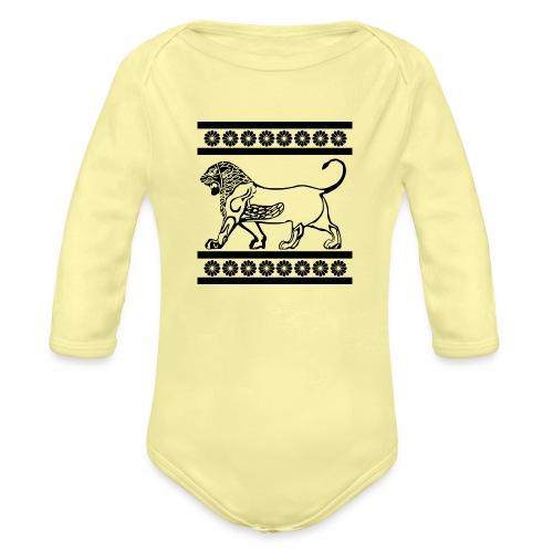 Lion in Parseh L3 - Organic Long Sleeve Baby Bodysuit