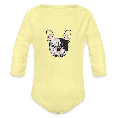 pngtree french bulldog dog cute pet - Organic Long Sleeve Baby Bodysuit