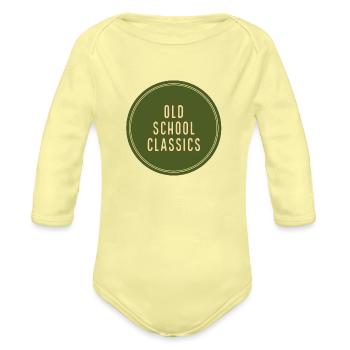 Old School Classics - Organic Long Sleeve Baby Bodysuit - washed yellow - Front