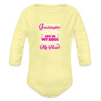 Granddaughter Joy - Organic Long Sleeve Baby Bodysuit - washed yellow - Front