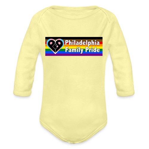 Philadelphia Family Pride Logo with Name - Organic Long Sleeve Baby Bodysuit