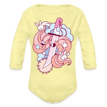 Dreamy Bun Dagger - Organic Long Sleeve Baby Bodysuit - washed yellow - Front