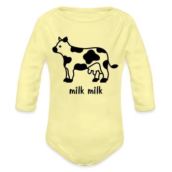 milk milk - Organic Long Sleeve Baby Bodysuit - washed yellow - Front