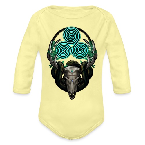 The Antlered Crown (No Text) - Organic Long Sleeve Baby Bodysuit