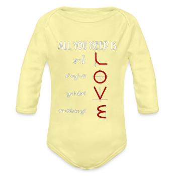 Love in Equations Nerd Tee - Organic Long Sleeve Baby Bodysuit - washed yellow - Front