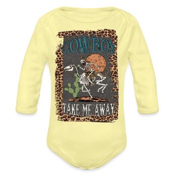 Cowboy take me away - Organic Long Sleeve Baby Bodysuit - washed yellow - Front