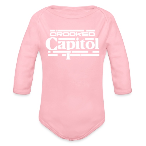 Crooked Capitol Logo White - Organic Long Sleeve Baby Bodysuit