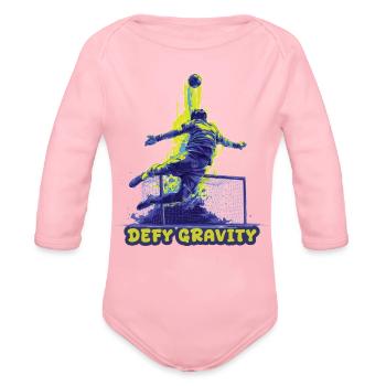Defy Gravity Neon Goalkeeper Dive - Organic Long Sleeve Baby Bodysuit - light pink - Front