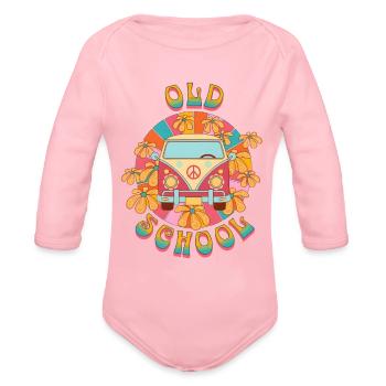 Old School - Organic Long Sleeve Baby Bodysuit - light pink - Front