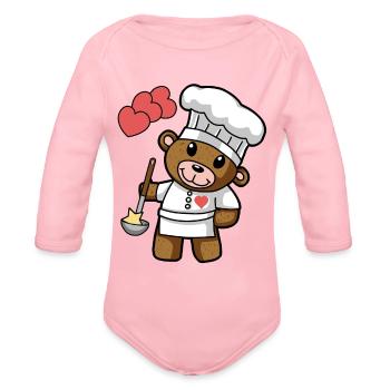 Teddy Fantasy arts culinaires Food kids job - Cache-couche à manches longues bio - rose clair - Devant