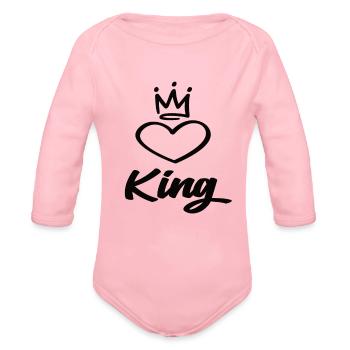 King - Organic Long Sleeve Baby Bodysuit - light pink - Front