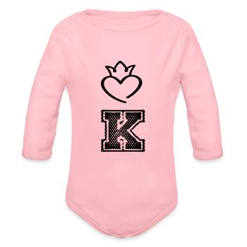 King - Organic Long Sleeve Baby Bodysuit - light pink - Front