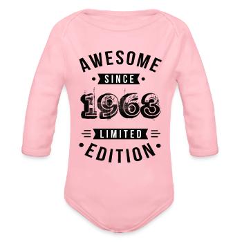 Awesome Since 1963 Limited Edition - Organic Long Sleeve Baby Bodysuit - light pink - Front