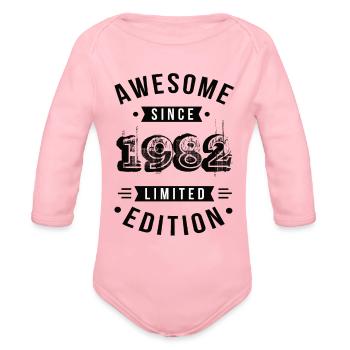Awesome Since 1982 Limited Edition - Organic Long Sleeve Baby Bodysuit - light pink - Front