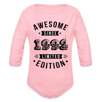 Awesome Since 1992 Limited Edition - Organic Long Sleeve Baby Bodysuit - light pink - Front