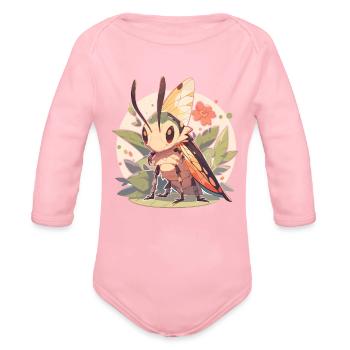 Insect Insects Beetle Fly Grasshopper - Organic Long Sleeve Baby Bodysuit - light pink - Front