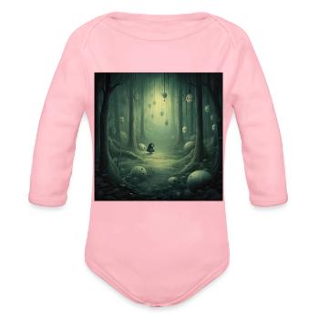Twilight Enigma: Mystical Beings of the Dusk - Organic Long Sleeve Baby Bodysuit - light pink - Front