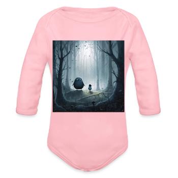 Whispers of Twilight: Enigmatic Forest Encounter - Organic Long Sleeve Baby Bodysuit - light pink - Front