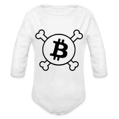 btc pirateflag jolly roger bitcoin pirate flag - Organic Long Sleeve Baby Bodysuit
