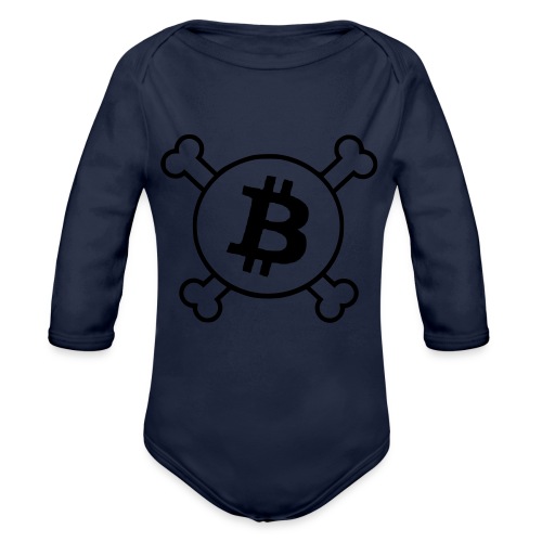 btc pirateflag jolly roger bitcoin pirate flag - Organic Long Sleeve Baby Bodysuit
