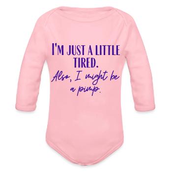 A Little Tired - Organic Long Sleeve Baby Bodysuit - light pink - Front