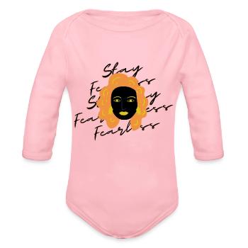 Fearless Beauty: The Fearless Woman - Organic Long Sleeve Baby Bodysuit - light pink - Front
