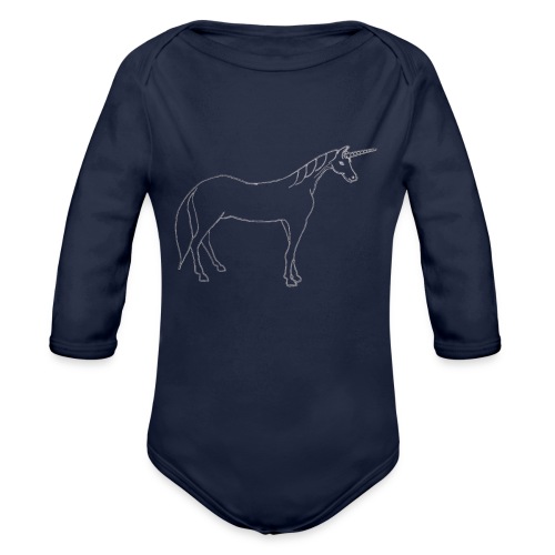unicorn outline - Organic Long Sleeve Baby Bodysuit