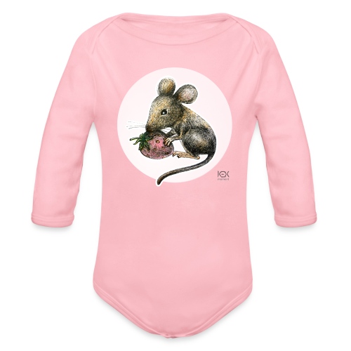 strawberry mouse - Organic Long Sleeve Baby Bodysuit