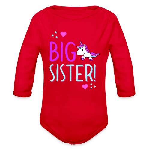 Big Sister Unicorn Design! - Organic Long Sleeve Baby Bodysuit
