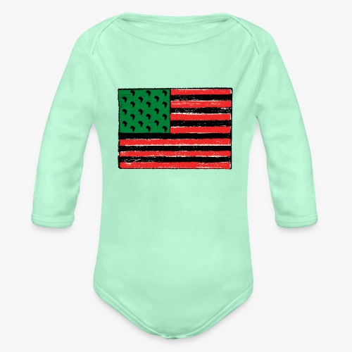 Red Green Black Flag - Organic Long Sleeve Baby Bodysuit
