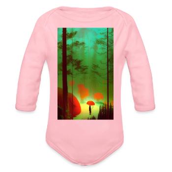 Seul dans une forêt - Cache-couche à manches longues bio - rose clair - Devant