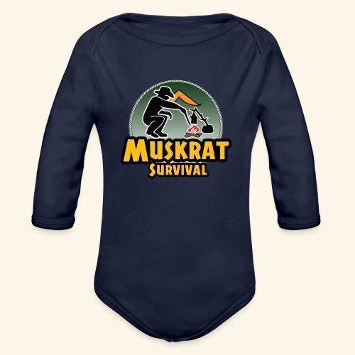 Muskrat round logo - Organic Long Sleeve Baby Bodysuit