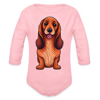 Pretty Dachshund - Organic Long Sleeve Baby Bodysuit - light pink - Front
