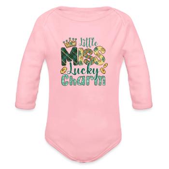 Little Miss Lucky Charm - Organic Long Sleeve Baby Bodysuit - light pink - Front
