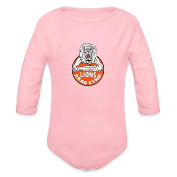 Lions Drag Strip - Organic Long Sleeve Baby Bodysuit - light pink - Front