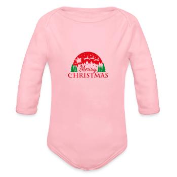 Marry Christmas - Organic Long Sleeve Baby Bodysuit - light pink - Front
