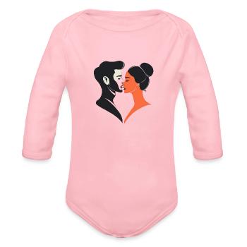 Confrontational Couple in Simplicity - Organic Long Sleeve Baby Bodysuit - light pink - Front