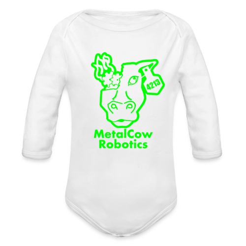 MetalCowLogo GreenOutline - Organic Long Sleeve Baby Bodysuit