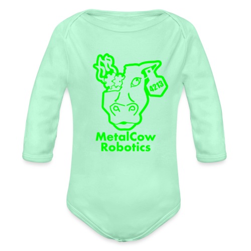 MetalCowLogo GreenOutline - Organic Long Sleeve Baby Bodysuit