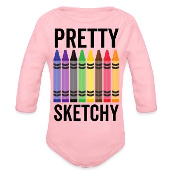 Pretty Sketchy - Organic Long Sleeve Baby Bodysuit - light pink - Front