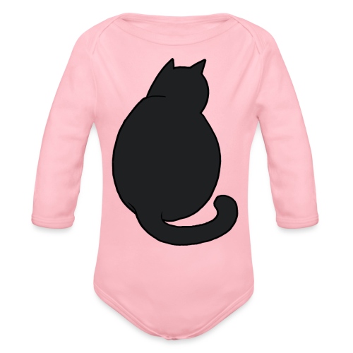 Black Cat Watching - Organic Long Sleeve Baby Bodysuit