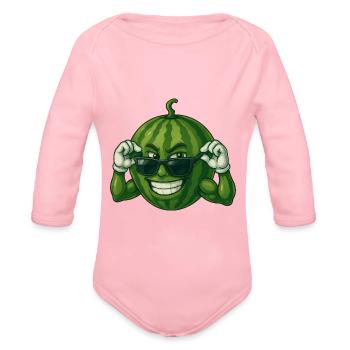 Cool summer sunglasses fruity adventure funny - Organic Long Sleeve Baby Bodysuit - light pink - Front