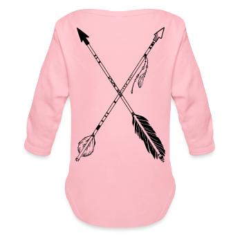 Arrows - Organic Long Sleeve Baby Bodysuit - light pink - Back